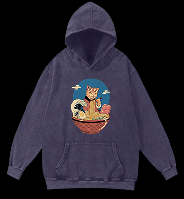 Cat Master Vintage Washed 100% Cotton Hoodie