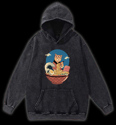 Cat Master Vintage Washed 100% Cotton Hoodie