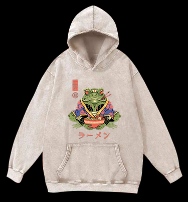 Frog Noodle Vintage Washed 100% Cotton Hoodie