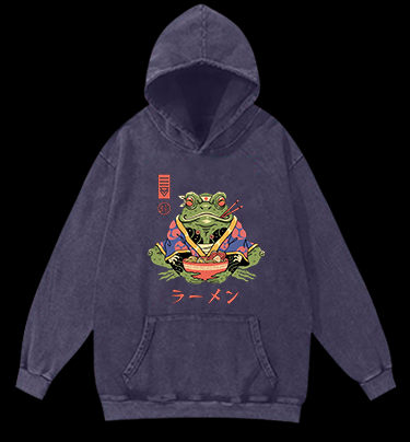 Frog Noodle Vintage Washed 100% Cotton Hoodie