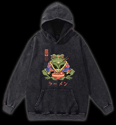 Frog Noodle Vintage Washed 100% Cotton Hoodie