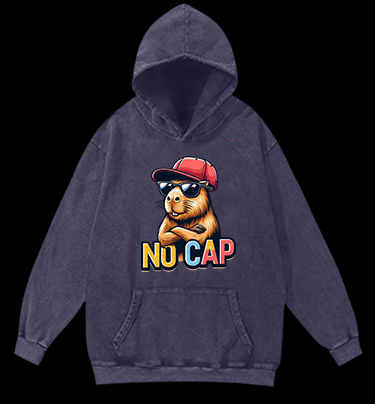 Cool Capybara Vintage Washed 100% Cotton Hoodie