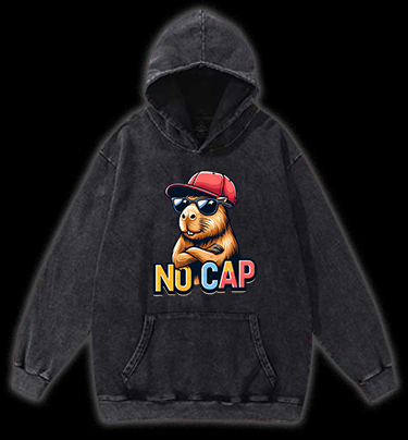 Cool Capybara Vintage Washed 100% Cotton Hoodie