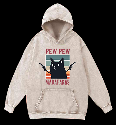 Gangster Cat Vintage Washed 100% Cotton Hoodie