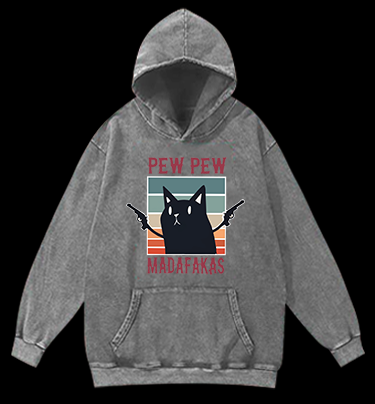 Gangster Cat Vintage Washed 100% Cotton Hoodie