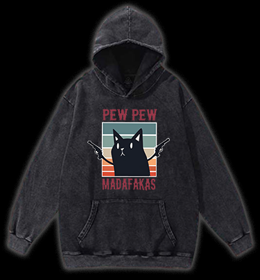 Gangster Cat Vintage Washed 100% Cotton Hoodie