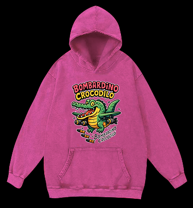 Bombing Crocodile Vintage Washed 100% Cotton Hoodie