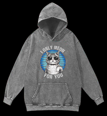 Sunglasses Cat Vintage Washed 100% Cotton Hoodie