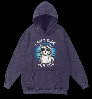 Sunglasses Cat Vintage Washed 100% Cotton Hoodie