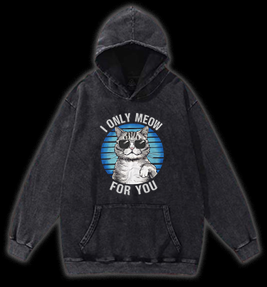 Sunglasses Cat Vintage Washed 100% Cotton Hoodie