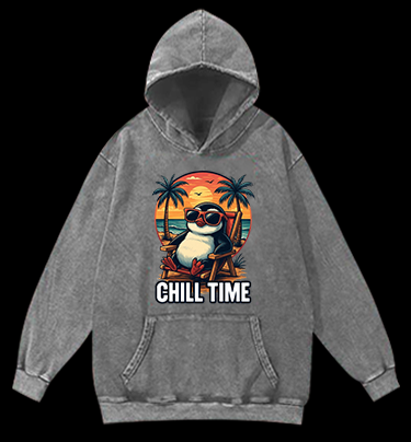 Chill Penguin Vintage Washed 100% Cotton Hoodie