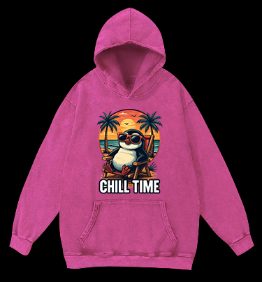 Chill Penguin Vintage Washed 100% Cotton Hoodie