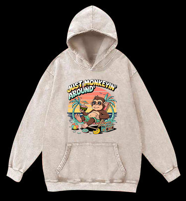 Chillin' Monkey Vintage Washed 100% Cotton Hoodie