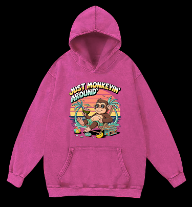 Chillin' Monkey Vintage Washed 100% Cotton Hoodie