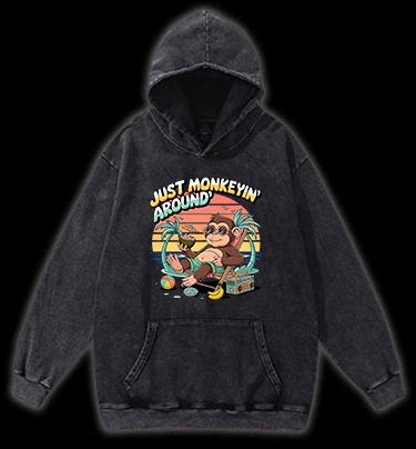 Chillin' Monkey Vintage Washed 100% Cotton Hoodie