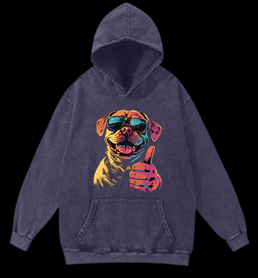Too Cool for You Dog Vintage Washed 100% Cotton Hoodie