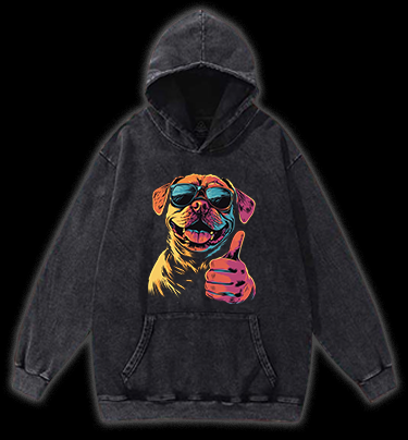 Too Cool for You Dog Vintage Washed 100% Cotton Hoodie