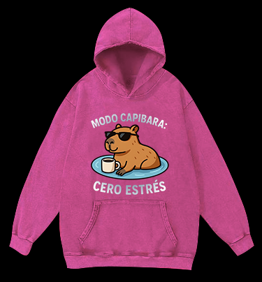 Capybara Chill Mode Vintage Washed 100% Cotton Hoodie