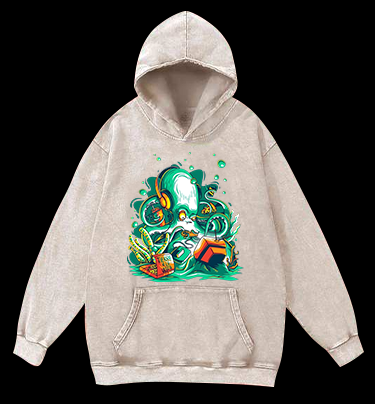 Octopus's Fun Time Vintage Washed 100% Cotton Hoodie