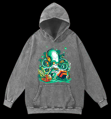 Octopus's Fun Time Vintage Washed 100% Cotton Hoodie