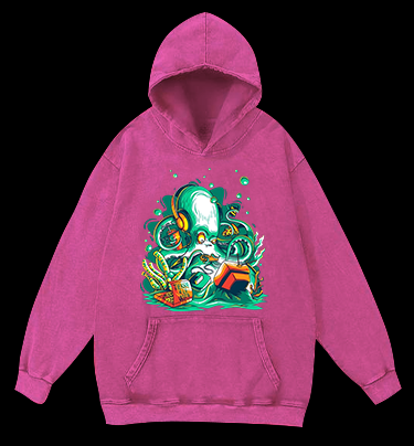 Octopus's Fun Time Vintage Washed 100% Cotton Hoodie