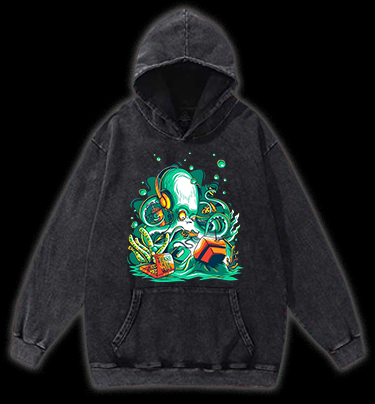 Octopus's Fun Time Vintage Washed 100% Cotton Hoodie