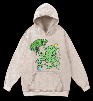 Octopus's Laid-back Vibe Vintage Washed 100% Cotton Hoodie