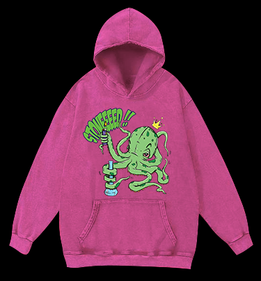 Octopus's Laid-back Vibe Vintage Washed 100% Cotton Hoodie