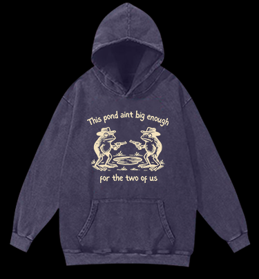 Frog Duel in the Pond Vintage Washed 100% Cotton Hoodie