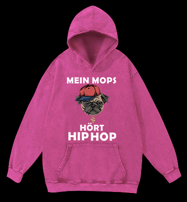 Hip Hop Dog Vintage Washed 100% Cotton Hoodie