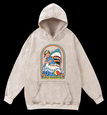 Positive Shark Fun Vintage Washed 100% Cotton Hoodie