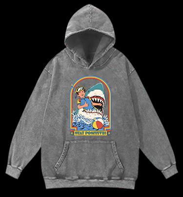 Positive Shark Fun Vintage Washed 100% Cotton Hoodie
