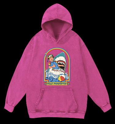Positive Shark Fun Vintage Washed 100% Cotton Hoodie