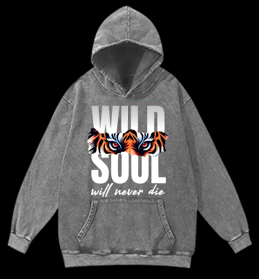 Wild Tiger Eyes Vintage Washed 100% Cotton Hoodie