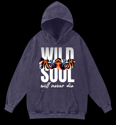 Wild Tiger Eyes Vintage Washed 100% Cotton Hoodie