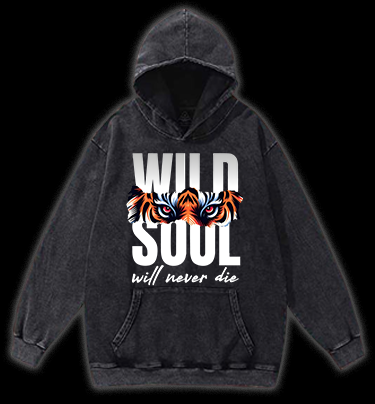 Wild Tiger Eyes Vintage Washed 100% Cotton Hoodie