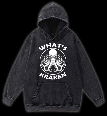 Octopus's Dark Gaze Vintage Washed 100% Cotton Hoodie