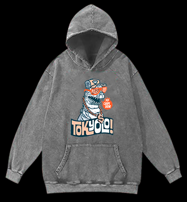 Trendy Godzilla Vintage Washed 100% Cotton Hoodie