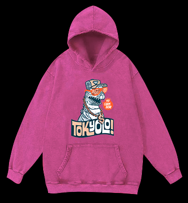 Trendy Godzilla Vintage Washed 100% Cotton Hoodie