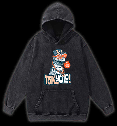 Trendy Godzilla Vintage Washed 100% Cotton Hoodie