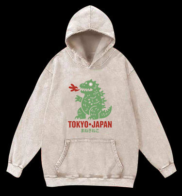 Kaiju's Tokyo Trip Vintage Washed 100% Cotton Hoodie