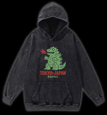 Kaiju's Tokyo Trip Vintage Washed 100% Cotton Hoodie