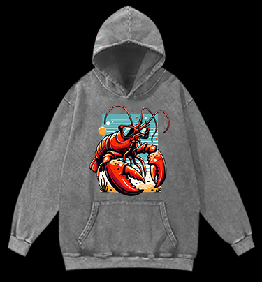 Lobster's Beach Swag Vintage Washed 100% Cotton Hoodie