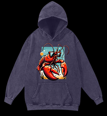 Lobster's Beach Swag Vintage Washed 100% Cotton Hoodie
