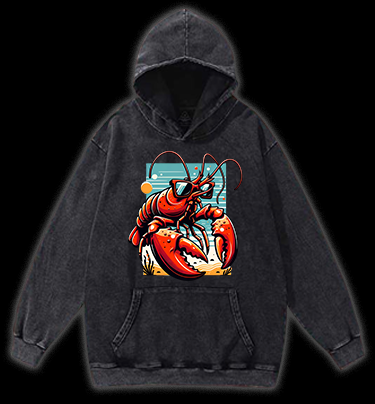 Lobster's Beach Swag Vintage Washed 100% Cotton Hoodie