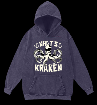 Octopus's Sea Vibe Vintage Washed 100% Cotton Hoodie