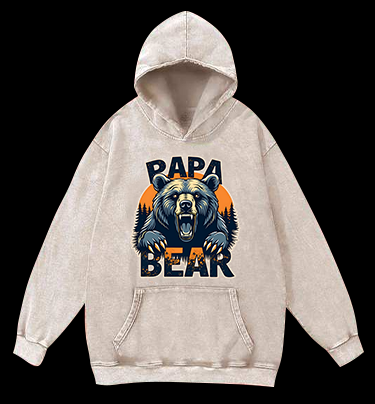 Wild Bear Papa Vintage Washed 100% Cotton Hoodie