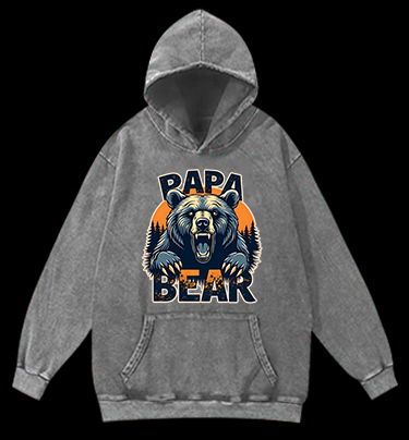 Wild Bear Papa Vintage Washed 100% Cotton Hoodie