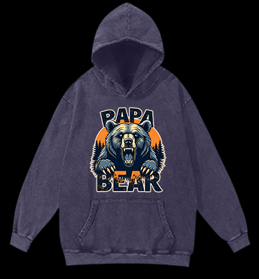 Wild Bear Papa Vintage Washed 100% Cotton Hoodie
