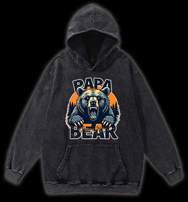 Wild Bear Papa Vintage Washed 100% Cotton Hoodie